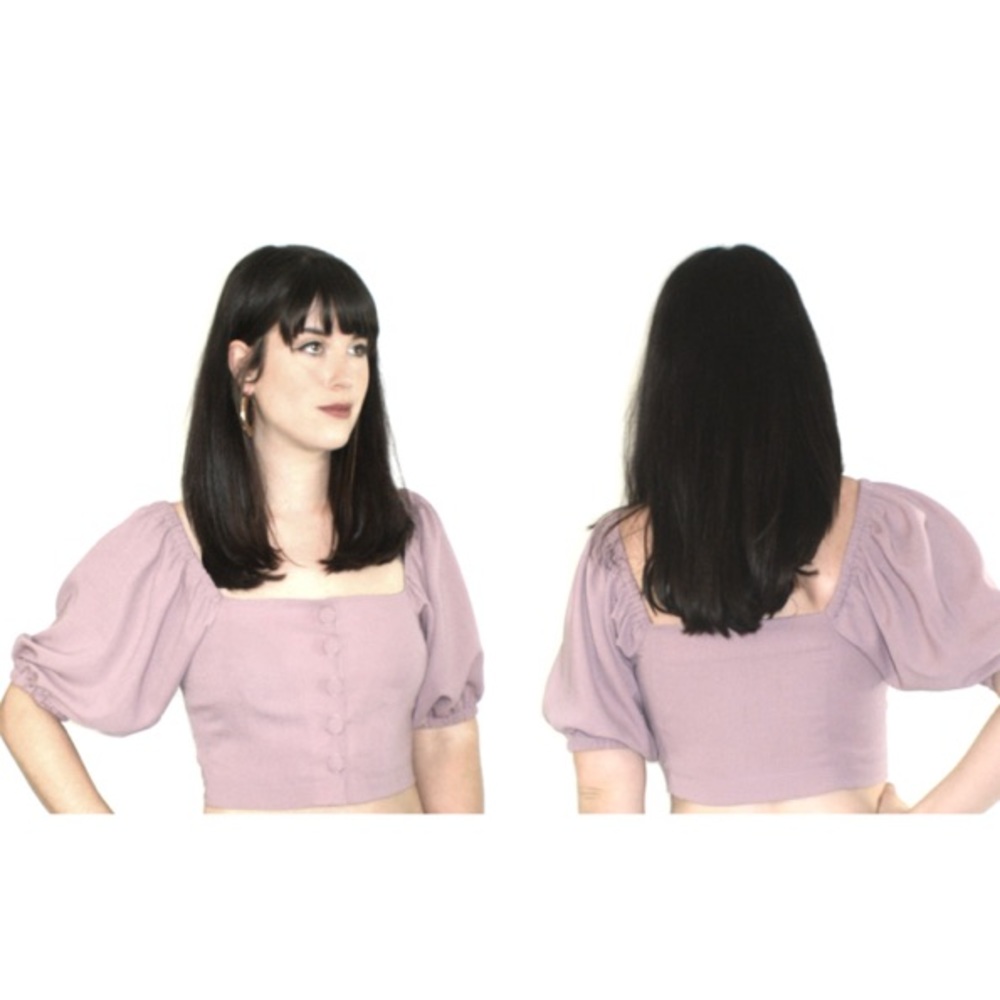 ⭐️3/$20 Floral sheer puffed sleeve Tudor blouse, xs - Picture 6 of 7
